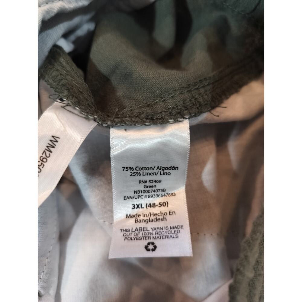 No Boundaries Mens Cotton Linen Shorts 3XL Green Elastic Waist Drawstring Casual - Picture 8 of 9
